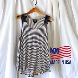 W5 lace accent striped tank Made in the USA
